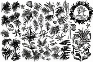 Hawaiian themed minimalostic fine line tattoo tattoo idea