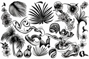 Hawaiian themed minimalistic fine line tattoo tattoo idea