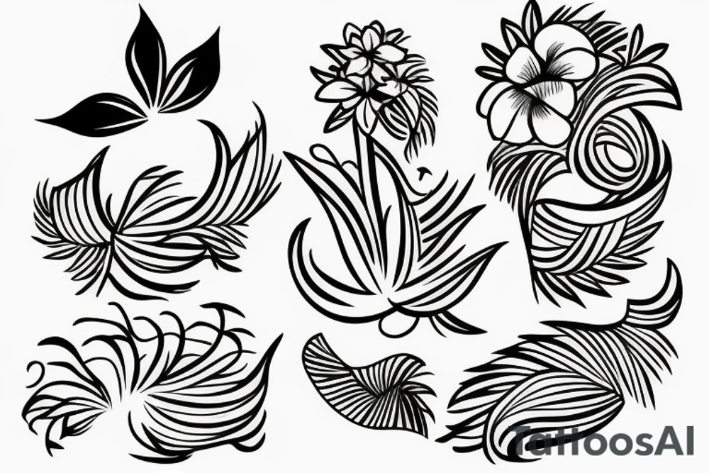 Hawaiian themed minimalistic fine line tattoo tattoo idea