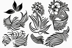 Hawaiian themed minimalistic fine line tattoo tattoo idea