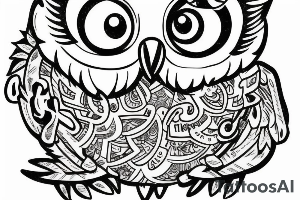 owl reading tattoo idea