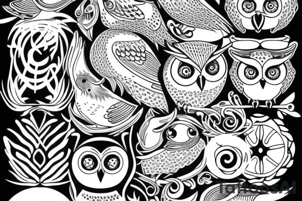 owl reading tattoo idea