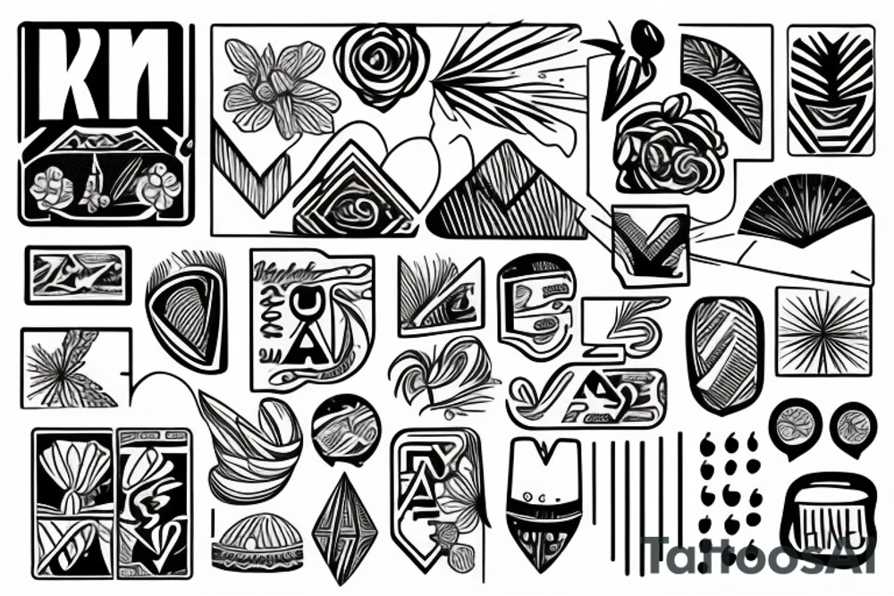 Minimimalistic fine line tattoo
Hawaii themed
Rectangle shaped tattoo idea