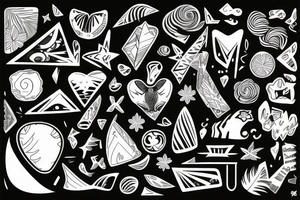 Minimimalistic fine line tattoo
Hawaii themed
Rectangle shaped tattoo idea