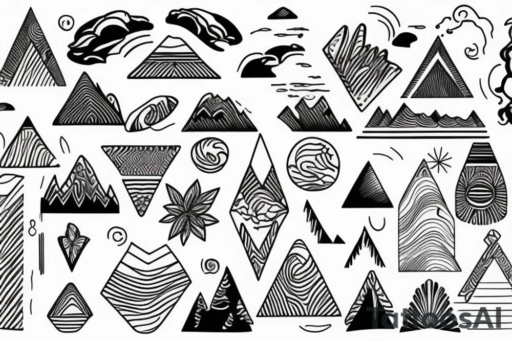Minimimalistic fine line tattoo
Hawaii themed mountains
Rectangle shaped tattoo idea