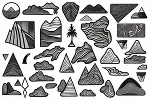 Minimimalistic fine line tattoo
Hawaii themed mountains
Rectangle shaped tattoo idea