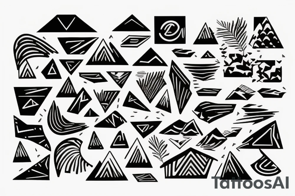 Minimimalistic fine line tattoo
Hawaii themed mountains
Rectangle shaped tattoo idea