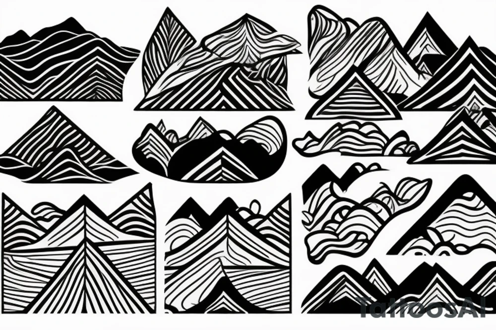 Minimimalistic fine line tattoo
Hawaii themed mountains
Rectangle shaped (ratio 2:1) tattoo idea