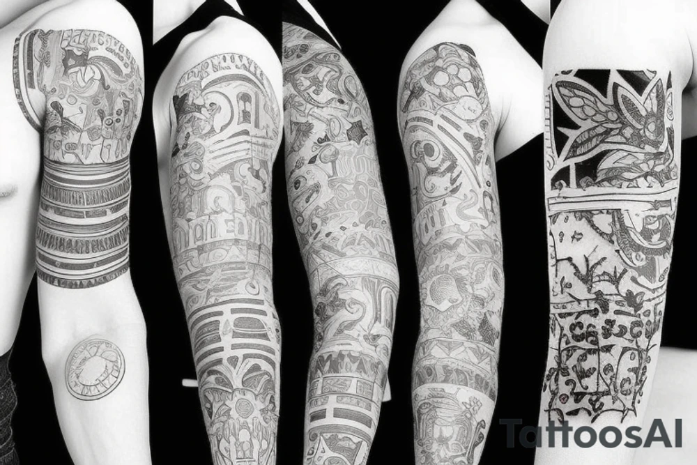 Create a sleeve with patchwork tattoos tattoo idea