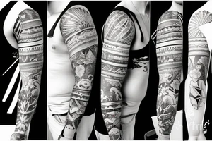 Create a sleeve with hawaii themed patchwork tattoos tattoo idea
