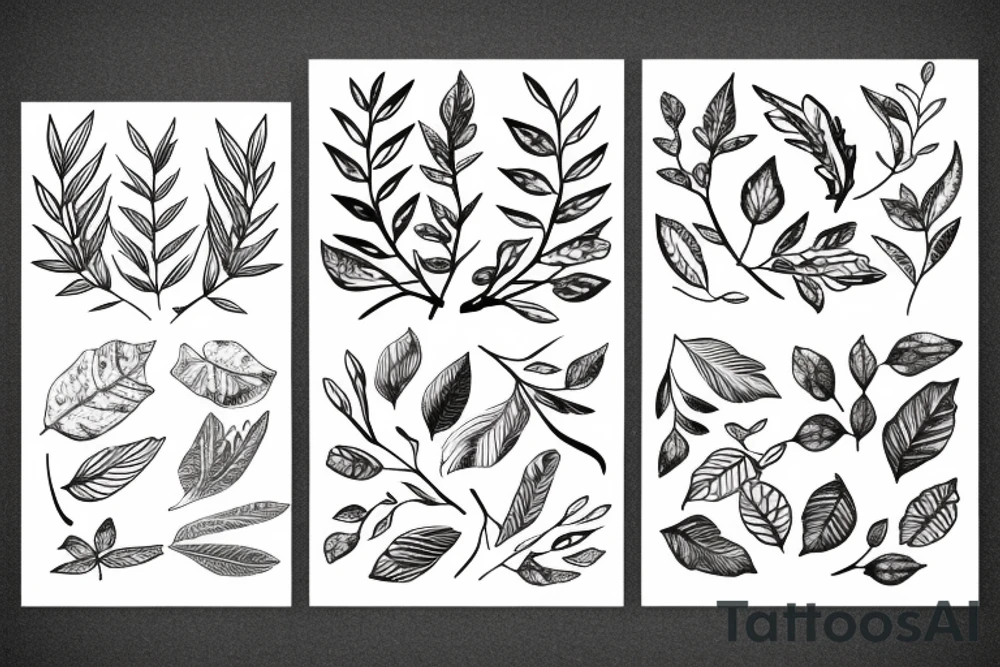 Two branches with leaves tattoo idea