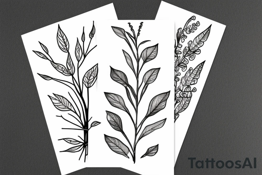 Two branches with leaves tattoo idea