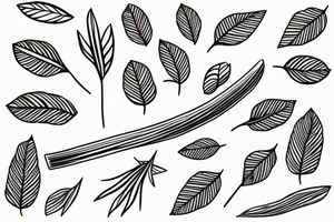 Two horizontal sticks with leaves with two X’s in the middle tattoo idea