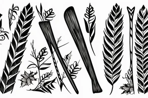 Two horizontal sticks with leaves tattoo idea