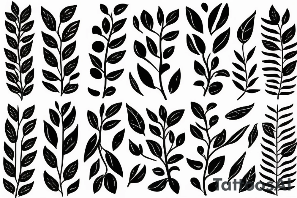 Two horizontal sticks with leaves tattoo idea