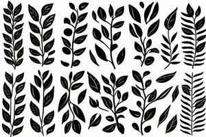 Two horizontal sticks with leaves tattoo idea