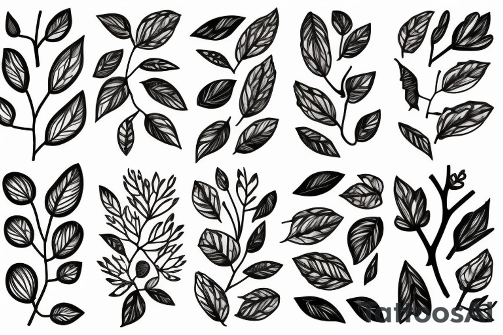 Two horizontal branches with leaves tattoo idea