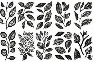 Two horizontal branches with leaves tattoo idea
