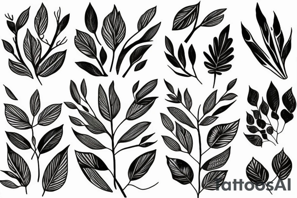 Two horizontal branches with leaves tattoo idea