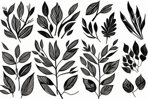 Two horizontal branches with leaves tattoo idea