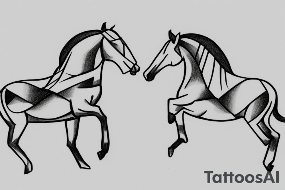 Two minimalist horse chess pieces facing each other tattoo idea
