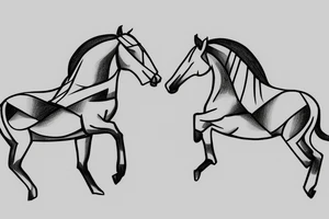Two minimalist horse chess pieces facing each other tattoo idea