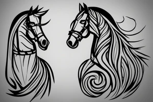 Two minimalist horse chess pieces facing each other tattoo idea