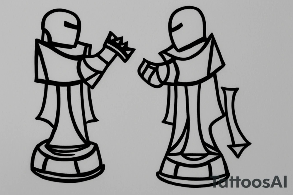 Two minimalist knight chess pieces facing each other tattoo idea