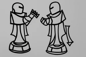 Two minimalist knight chess pieces facing each other tattoo idea