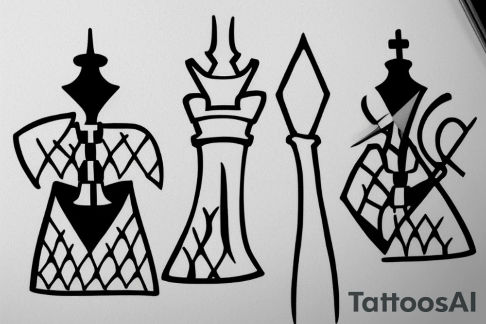 Two minimalist knight chess pieces facing each other tattoo idea