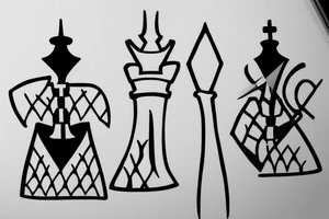 Two minimalist knight chess pieces facing each other tattoo idea