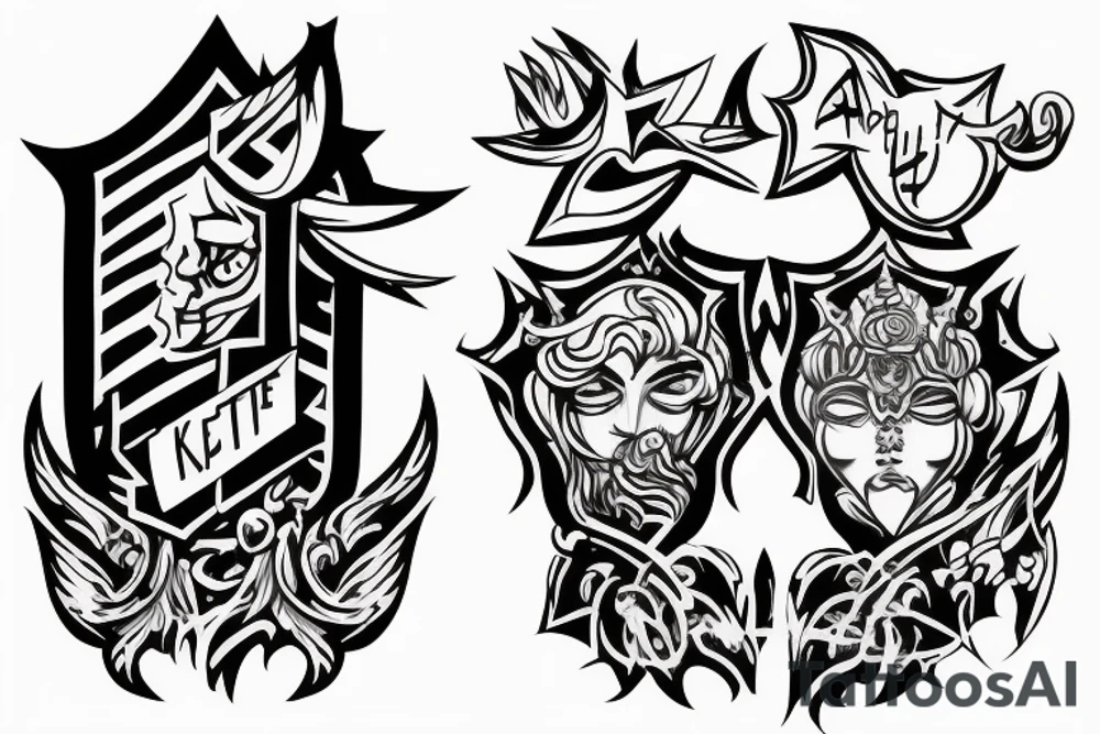 Two fine line knights facing each other tattoo idea
