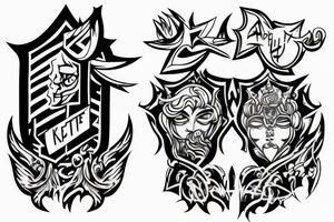 Two fine line knights facing each other tattoo idea