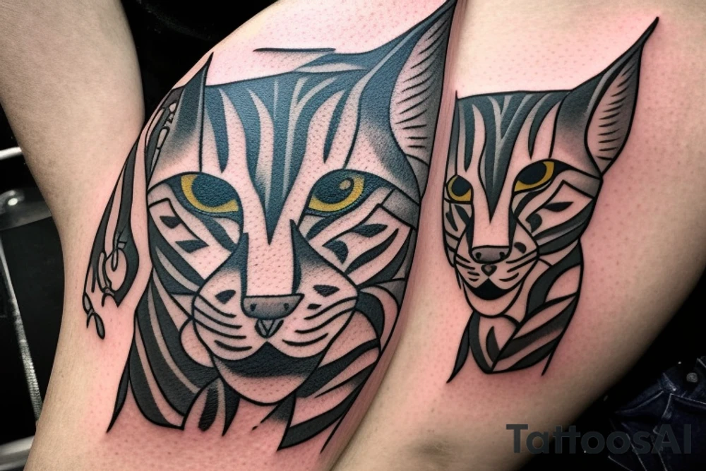 Logo to the name LYNX, be sure to have an outer circle designed around a lynx in an interesting style, zips can be added. The tattoo will be displayed on the neck and be sure to include the text LYNX, the tattoo will not be very large. The lynx should not take up most of the sketch tattoo idea