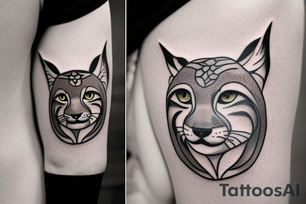 Logo to the name LYNX, be sure to have an outer circle designed around a lynx in an interesting style, zips can be added. The tattoo will be displayed on the neck and be sure to include the text LYNX, the tattoo will not be very large. The lynx should not take up most of the sketch tattoo idea
