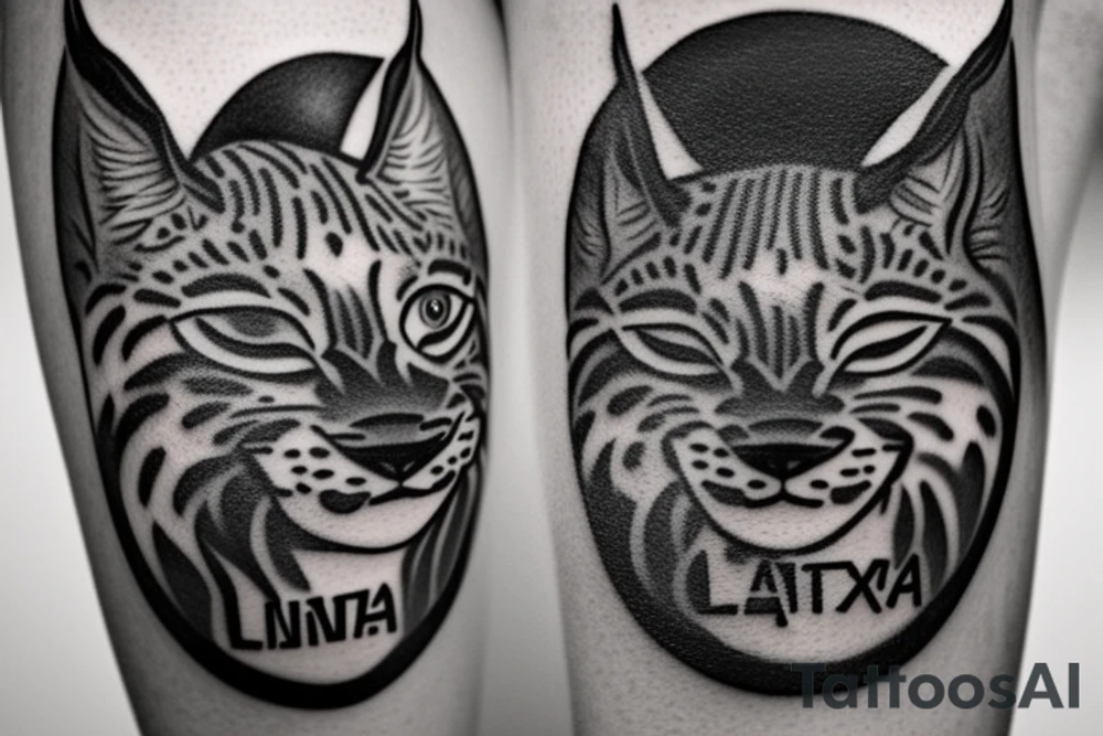 Logo to the name LYNX, be sure to have an outer circle designed around a lynx in an interesting style, zips can be added. The tattoo will be displayed on the neck and be sure to include the text LYNX, the tattoo will not be very large. The lynx should not take up most of the sketch tattoo idea