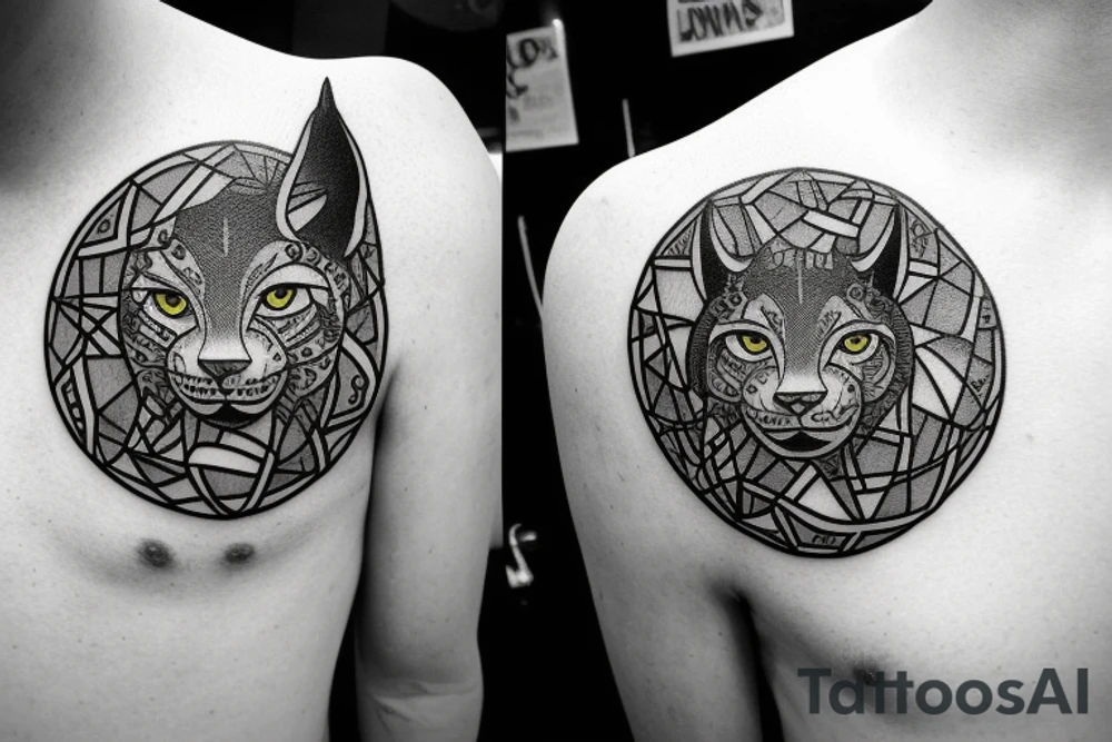 Logo to the name LYNX, be sure to have an outer circle designed around a lynx in an interesting style, zips can be added. The tattoo will be displayed on the neck and be sure to include the text LYNX, the tattoo will not be very large. The lynx should not take up most of the sketch tattoo idea