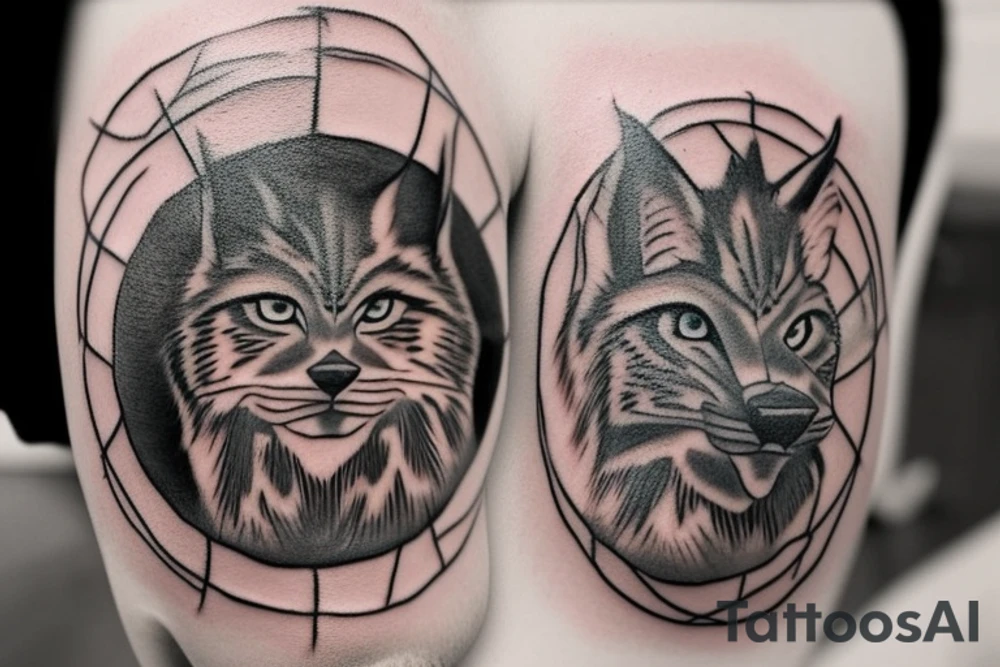 The tattoo on the shoulder, be sure to contain a lynx, but not a very large one, around it should be a circle that looks like a hoop decorated unusually, and behind the circle can be lightning bolts. Tattoo must be done in anime style tattoo idea