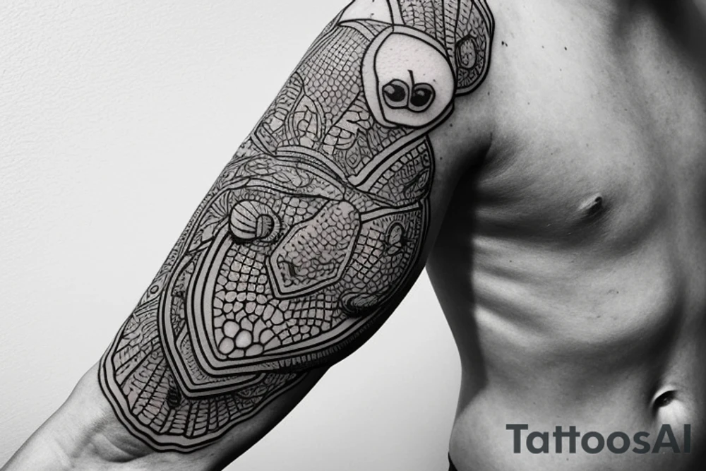 complete Forearm tattoo. Turtle shell minimalist tattoo idea