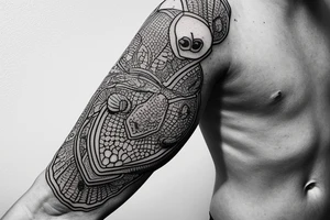 complete Forearm tattoo. Turtle shell minimalist tattoo idea