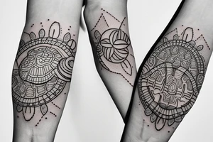 complete Forearm tattoo. Turtle shell minimalist tattoo idea