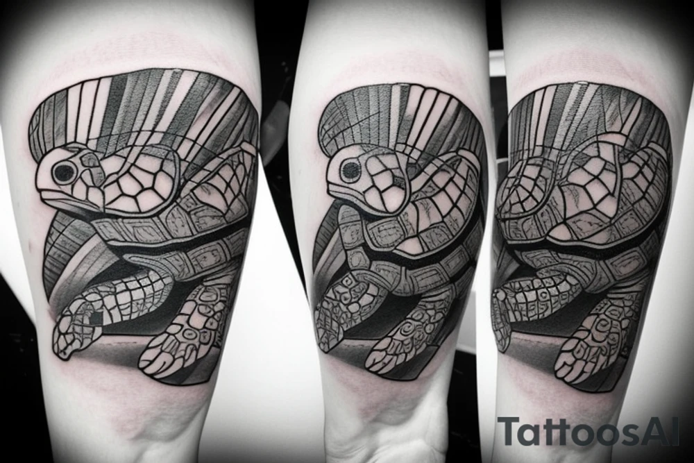 complete Forearm tattoo. Turtle shell minimalist. only the turtle shell tattoo idea