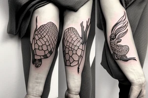 complete Forearm tattoo. Tortoise shell minimalist. only the turtle shell . no tortoise head, legs, arm or tail. the shellmust go around the whole forearm tattoo idea