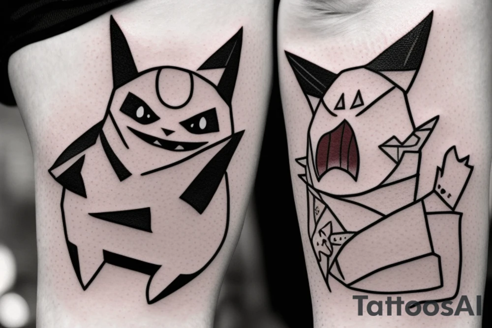the Pokémon Gengar and Mankey looking like cats tattoo idea