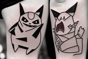 the Pokémon Gengar and Mankey looking like cats tattoo idea