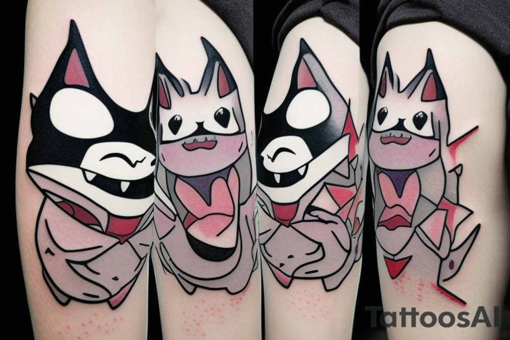 the Pokémon Gengar looking like a cat tattoo idea