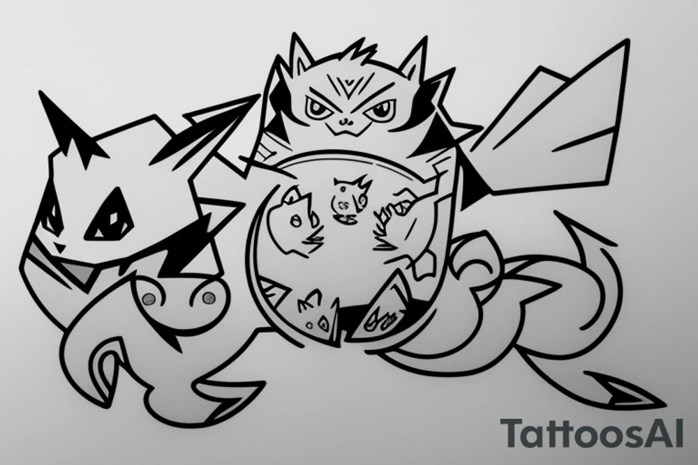 the Pokémon Gengar looking like a cat tattoo idea
