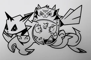 the Pokémon Gengar looking like a cat tattoo idea
