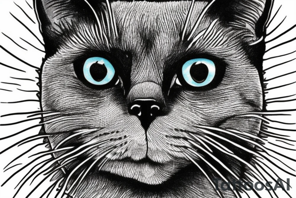 Face of a cat from the front. the cat has completly black fur. the cat is a british shorthair tattoo idea Face of a cat from the front. the cat has completly black fur. the cat is a british shorthair tattoo idea