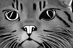 Face of a cat from the front. the cat has completly black fur. the cat is a british shorthair tattoo idea